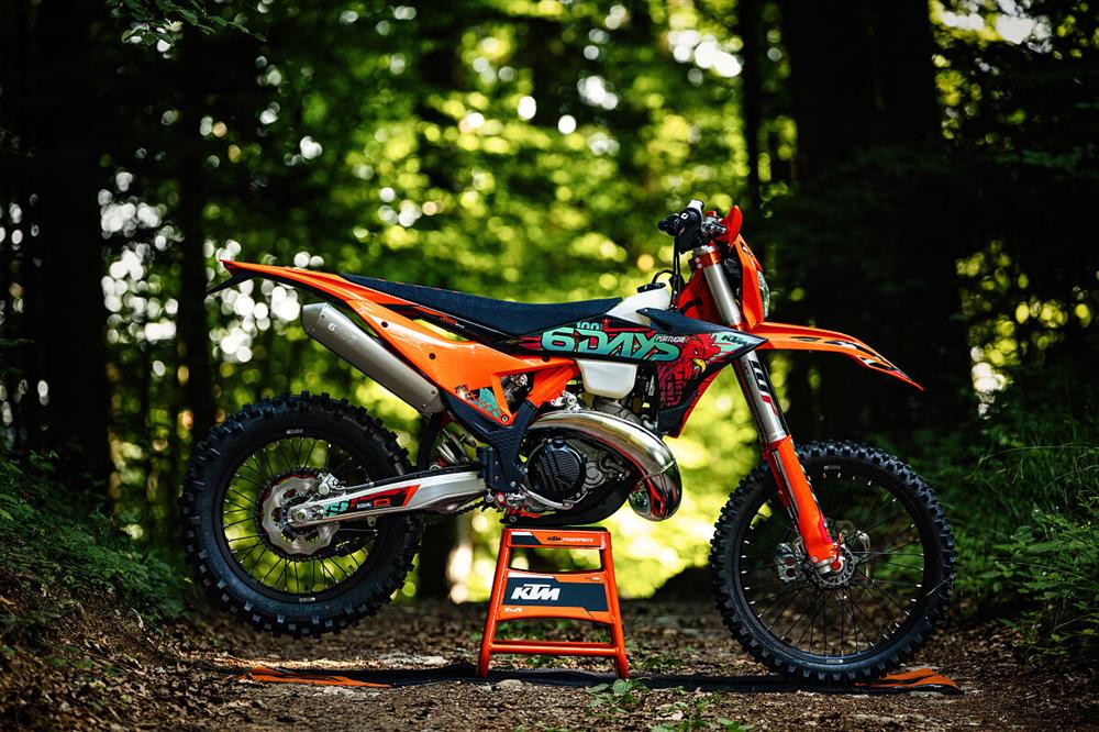 2027 KTM EXC 6DAYS on a paddock stand